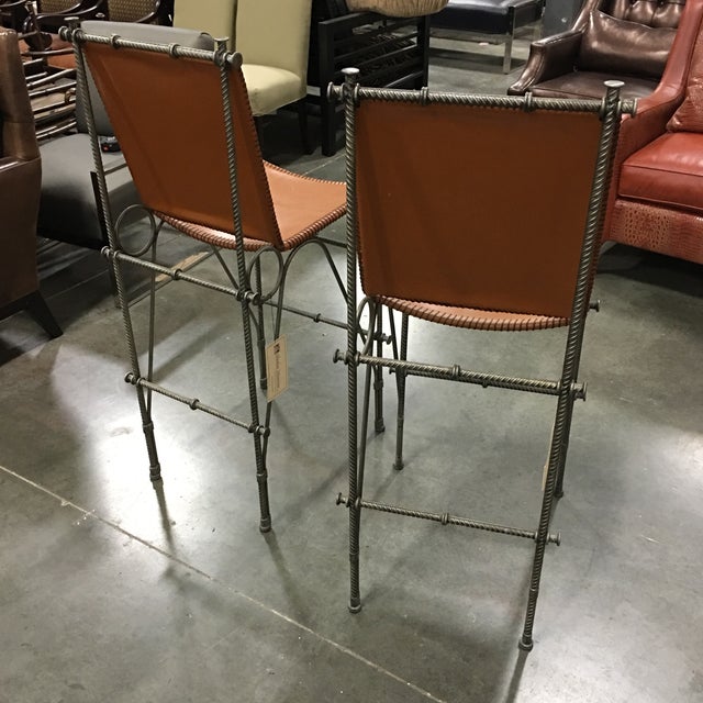 Leather & Rebar Bar Stools a Pair Chairish