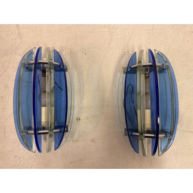 Blue Mid-Century Italian Wall Sconces from Veca, 1960s, Set of 2 For Sale - Image 8 of 10