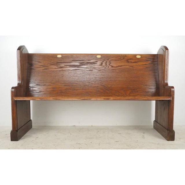Gothic Mid 20th Century Reclaimed Gothic 5 Ft. Oak Church Pew Bench For Sale - Image 3 of 10