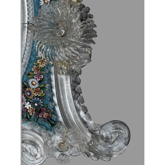 Antique Pauly & C Venezia Venetian Glass Micromosaic Floral Vanity Mirror For Sale - Image 6 of 12