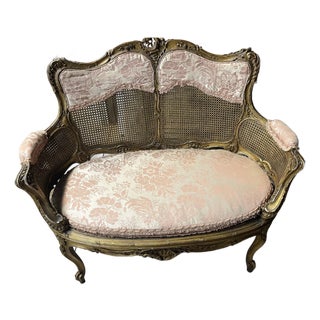 Antique Louis XVI Style Wood Settee For Sale
