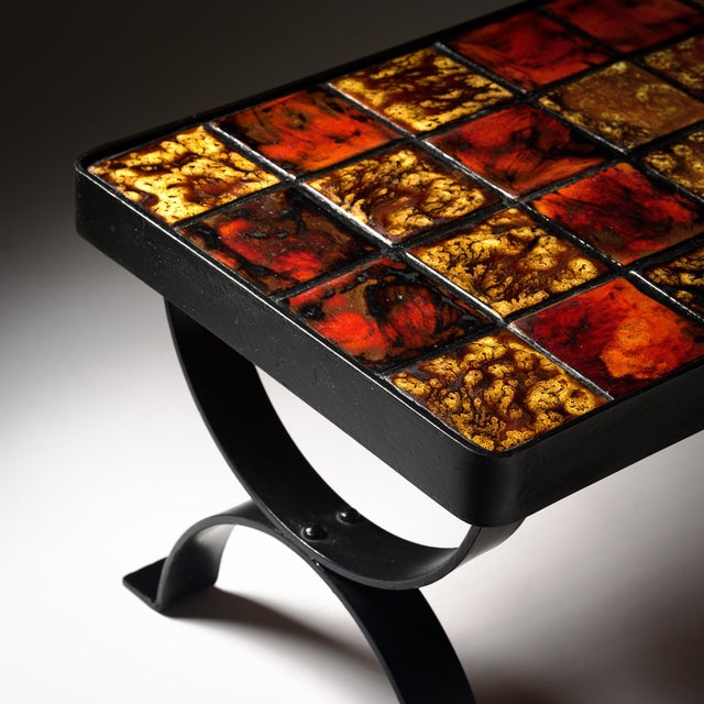 French Vallauris Tiled Coffee Table For Sale - Image 4 of 9