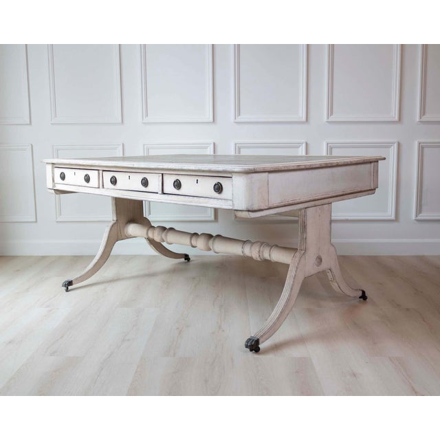 European Early 19th Century Partners Desk with Bronze Mounts and Leather Top For Sale - Image 14 of 14