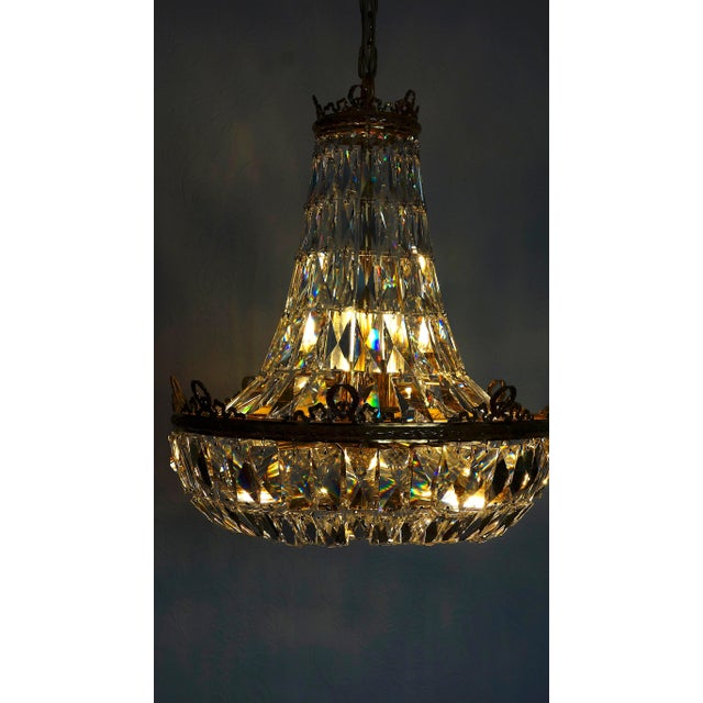 Brass and Lead Crystal 9-Flame Chandelier from Palwa, 1960s For Sale - Image 16 of 18