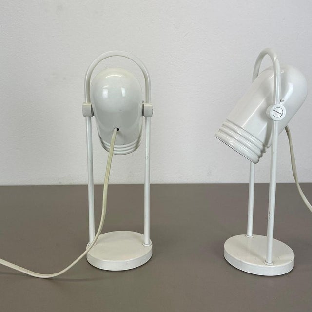 White Metal Table Lights by Rolf Krüger for Heinz Neuhaus Leuchten, 1970s, Set of 2 For Sale - Image 14 of 18