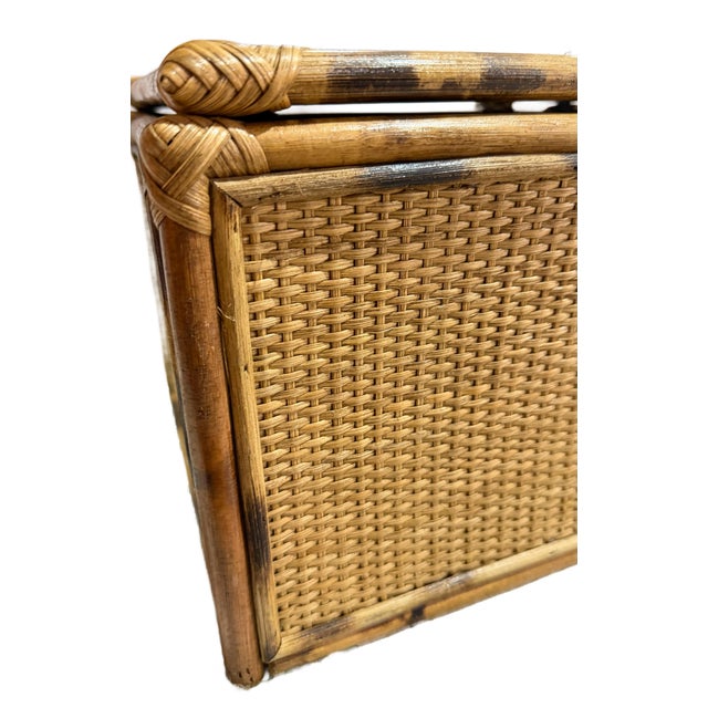 Vintage Tortoiseshell Bamboo and Rattan Storage Box For Sale - Image 9 of 14
