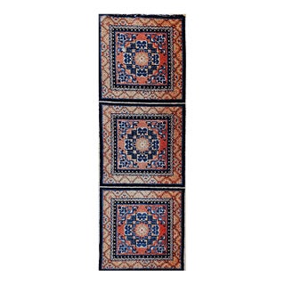 Vintage Tibetan Temple Runner, Wool & Cotton, Lotus & Cloud Motifs, 2' x 6' For Sale