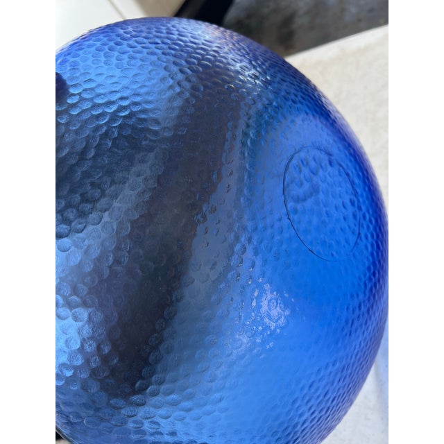 Blue Vintage Large 15” Cobalt Blue Glass Texured Bowl for Serving or Decorating For Sale - Image 8 of 8
