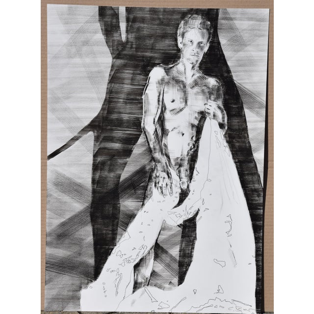 Christian Bauer, Standing Nude, 1990s, Ink and Pencil on Paper For Sale - Image 3 of 14