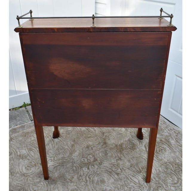 Antique Country French Style Mahogany Slant Front Desk W/Brass Gallery Top For Sale In Philadelphia - Image 6 of 12