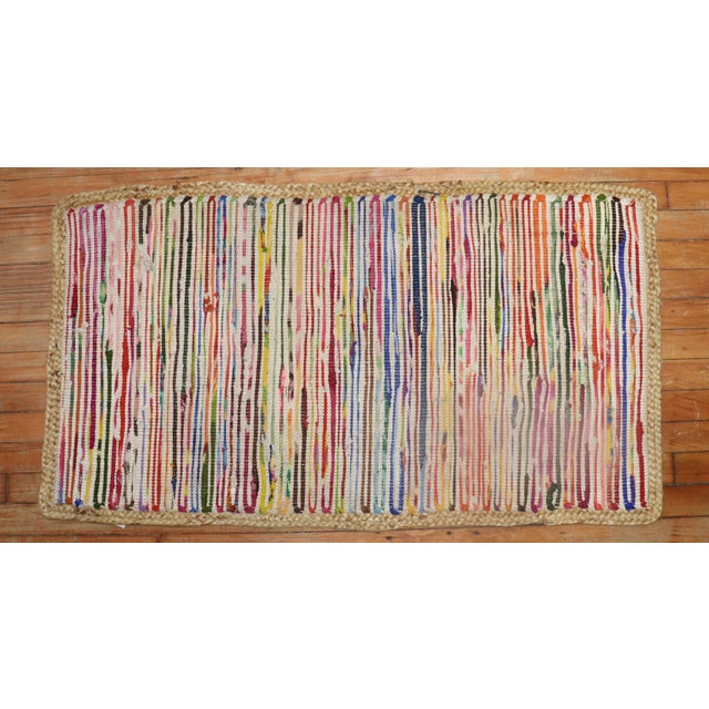 Blue Zabihi Collection Vintage Mini Size Rag Rug - 2'1" x 3'9" For Sale - Image 8 of 9