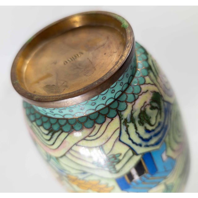 20th Century Chinese Republic Era Cloisonne Enamel Vase in Art Deco Style For Sale - Image 14 of 14