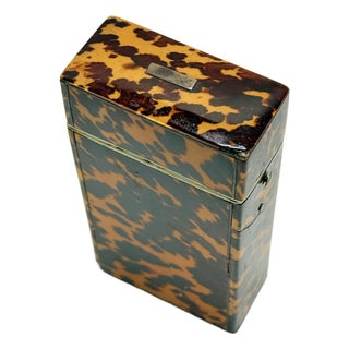 Georgian Faux Tortoiseshell & Silver Mounted Hinged Cigar Case C. 1830 For Sale