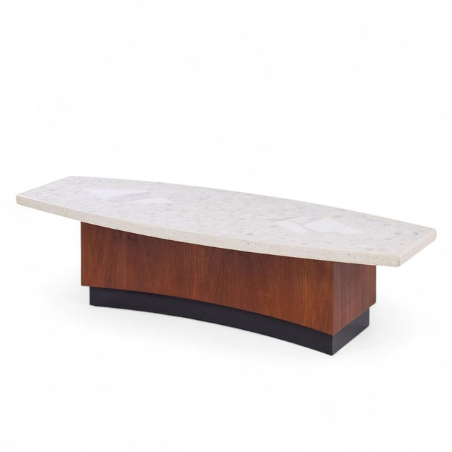 Brown Harvey Probber Mid Century Terrazzo and Walnut Coffee Table For Sale - Image 8 of 10