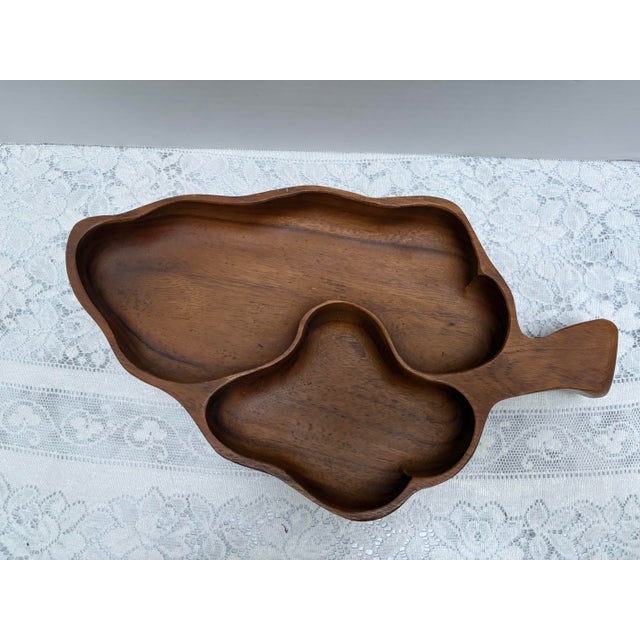 Vintage 1970s Monkey Pod Large Wood Leaf Tray For Sale In Sacramento - Image 6 of 7