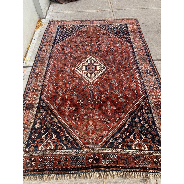 1900 - 1909 1900s, Handmade Antique Persian Gashkai Rug 5.3' X 7.11' For Sale - Image 5 of 10