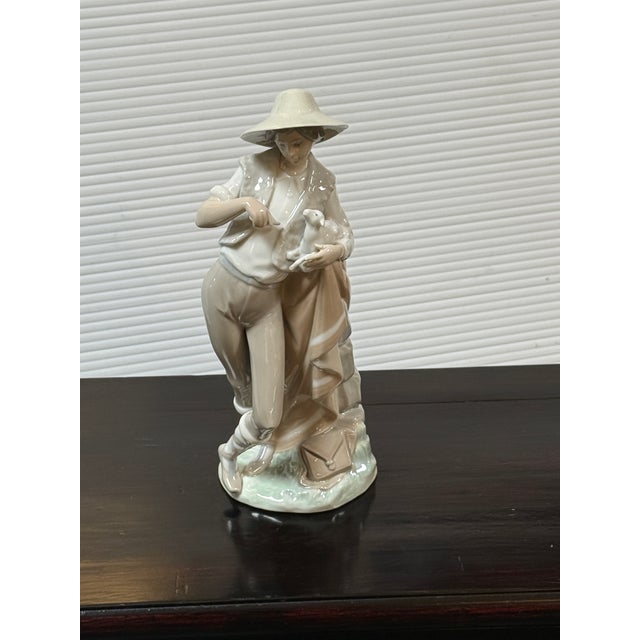 Juan Huerta for Lladró Shepherd Feeding Lamb Porcelain Figurine, Signed For Sale - Image 9 of 12