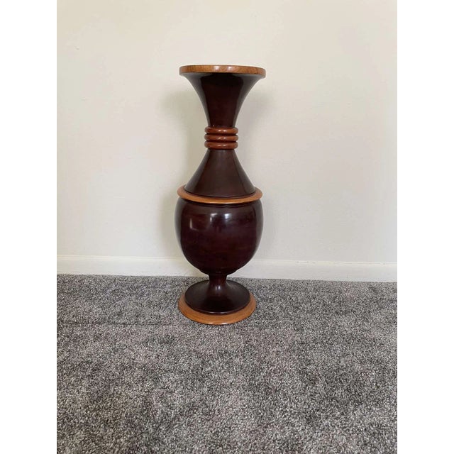 Mid-Century Modern Large Vintage Wooden Vase Hand-Turned Mid Century Modern For Sale - Image 3 of 10