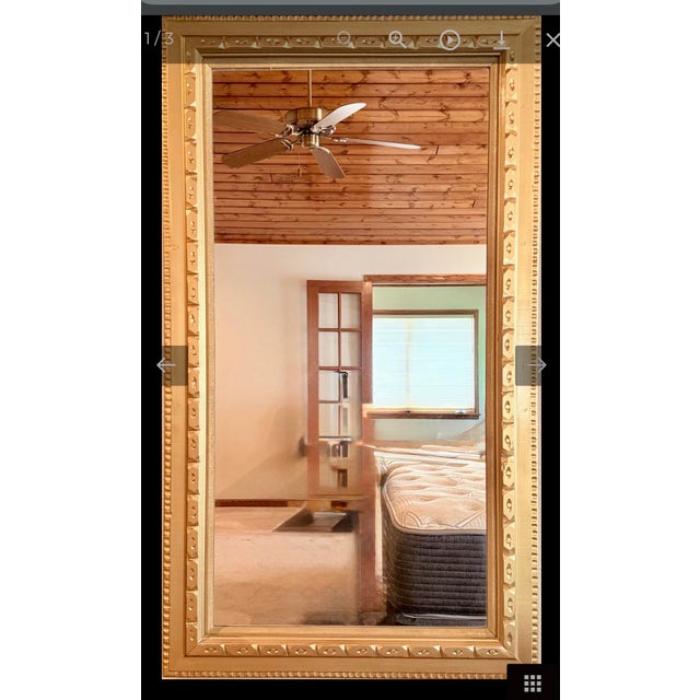 Vintage Baroque Style Floor Mirror**Large Embossed Solid Wood Gold Frame**OBO This listing is for a Large Vintage Baroque...