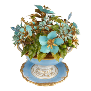 1970s "Fleurs Des Siècles" Enamel Floral Bouquet in Cachepot, Attributed to Jane Hutcheson