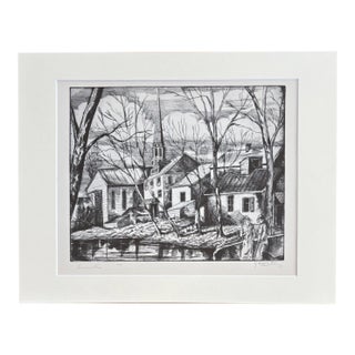 Vintage 1939 Print in 11x14 Mat: Emil Ganso, "Bearsville" (Woodstock, New York) For Sale