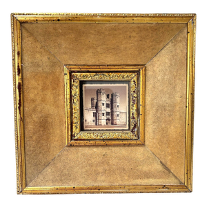 Gold Gilt Leather Picture Frame – Italian Style Textured Frame, Vintage Wall Decor