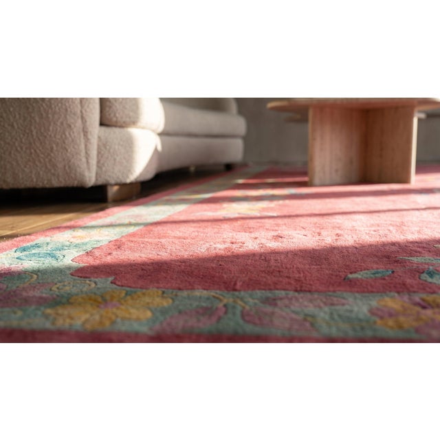 Pink 1920s Chinese Art Deco Carpet ( 8'10" x 11'6" - 270 x 350 ) For Sale - Image 8 of 9
