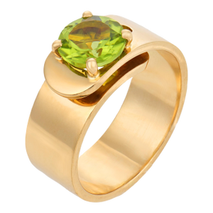 1990s Dinh Van French 1.85 Carat Peridot 18k Yellow Gold Buckle Ring, Size 6.75