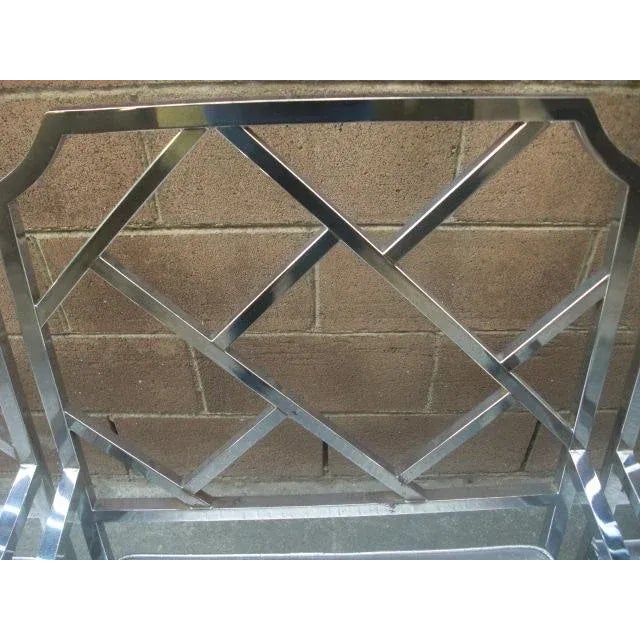 1970s Milo Baughman Attributed Chrome Chippendale Armchairs - Set of 4 For Sale - Image 9 of 12