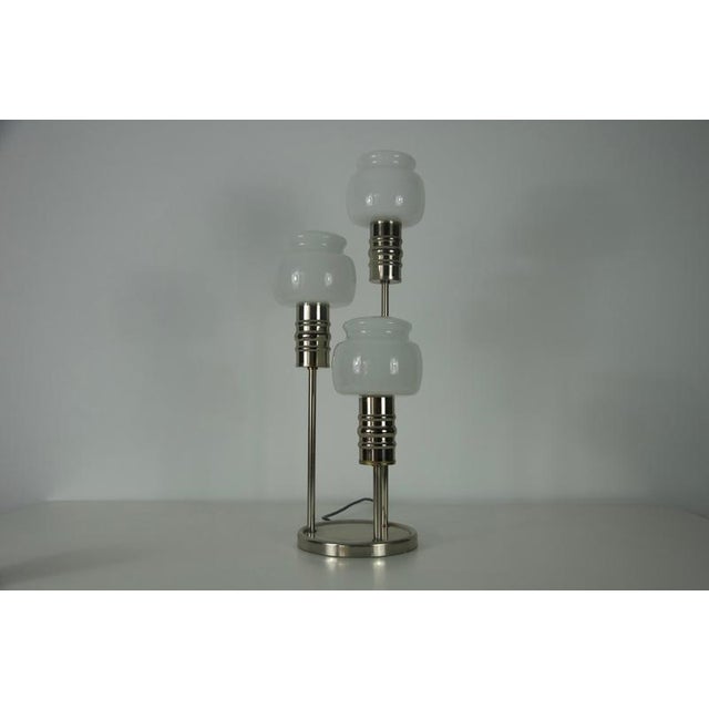 Mid-Century Chrome and Opaline Glass Table Lamp, Germany, 1960s For Sale - Image 4 of 13