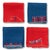 Sz: 20"H x 12 3/4"W Red & blue linen w/ embroidered nautical motifs & contrasting hems c1960s