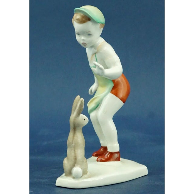 20th Century Porcelain Sculptures of 4 Children from Hollohàza Manufactory, Aquincum, Hungary, Mid-1950s, Set of 4 For Sale - Image 12 of 18