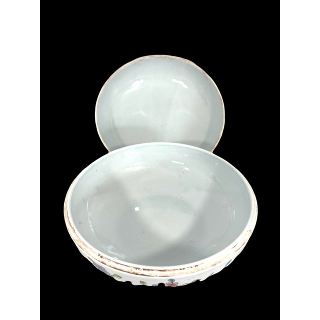 Vintage Red Pheonix, Dragons & Floral White Porcelain Chinese Covered Serving Bowl (Gift Box), a Pair Available For Sale - Image 11 of 11