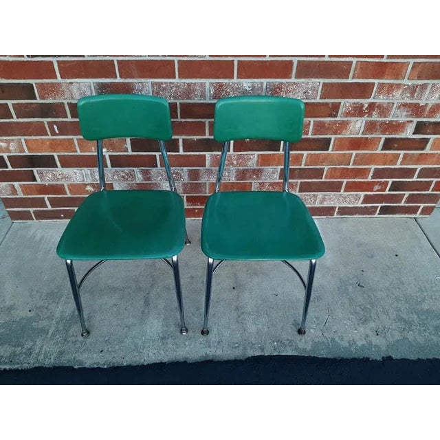 Industrial Mid Century Heywood Wakefield Chrome and Plastic Chairs - a Pair For Sale - Image 3 of 11