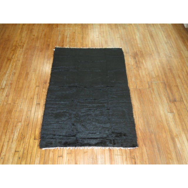 Black Modern Mohair Rug - 4'6" x 6'3" For Sale - Image 4 of 6