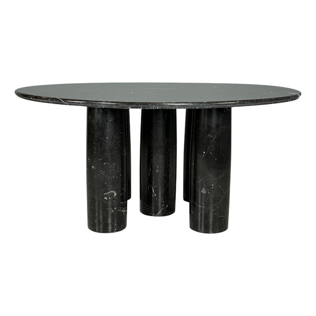 Il Colonnato Round Table in Black Marble attributed to Mario Bellini for Cassina, 1970s For Sale
