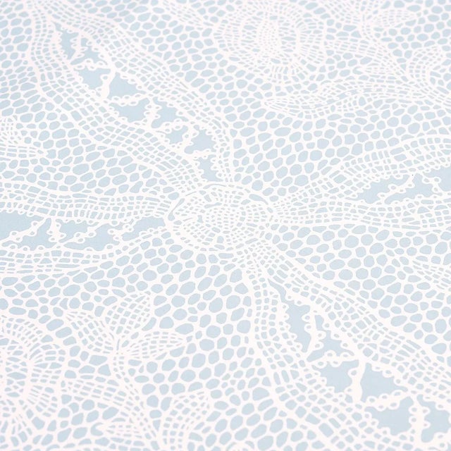 Schumacher Sample - Schumacher Cosette Lace Wallpaper in Cornflower For Sale - Image 4 of 5