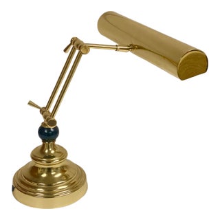 Vintage Brass Adjustable Traditional Piano Banker Desk Lamp For Sale