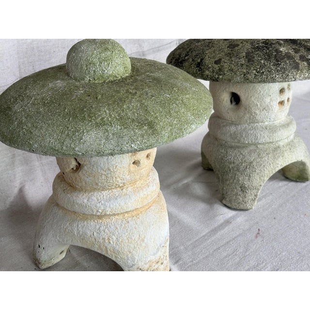 Japanese Weathered Cast Concrete Yukimi-Gata Lanterns, 1950s–60s, Pair For Sale - Image 3 of 10