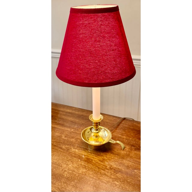 Leviton Brass Chamberstick Accent Lamp For Sale - Image 11 of 12