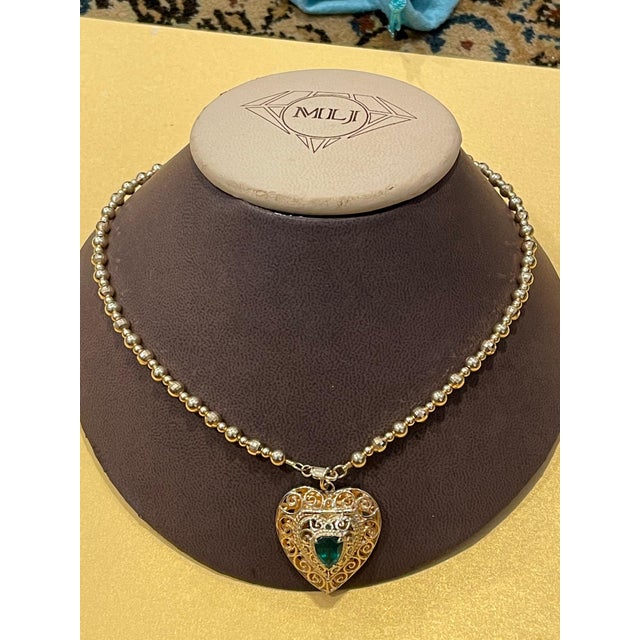 Vintage 14 Karat Yellow Gold Heart Locket WITH Natural Emerald , NO CHAIN For Sale - Image 18 of 18