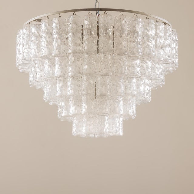 Mid-Century Modern Italian Murano Glass Chandelier attributed to Venini, 1970s For Sale - Image 3 of 13