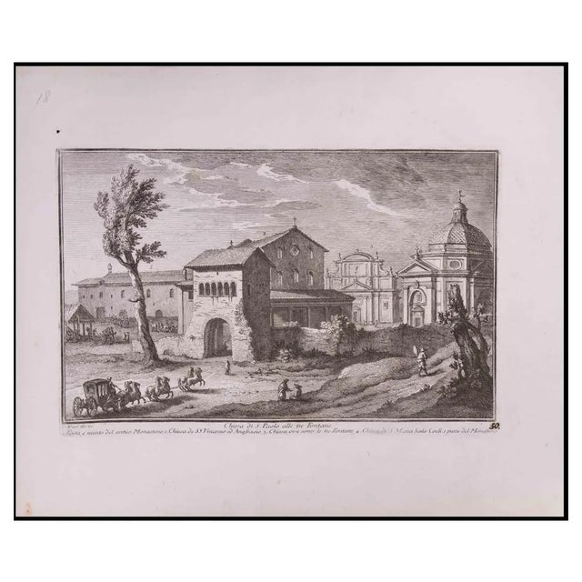 Giuseppe Vasi, Chiesa di S. Paolo alle Tre Fontane, Etching, Late 18th-Century For Sale