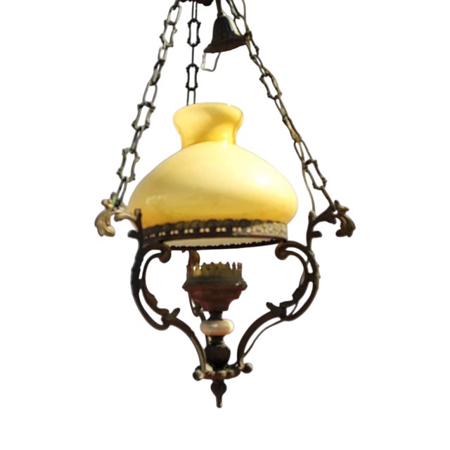 Pendant in Opal Glass and Metal For Sale