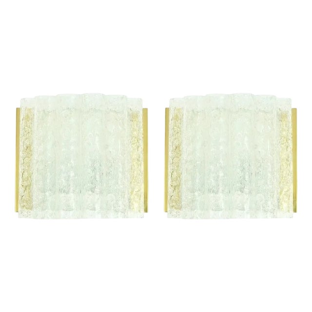 Mid-Century Modern Ice Murano Glass Wall Lights from Doria, Germany, 1960s, Set of 2 For Sale