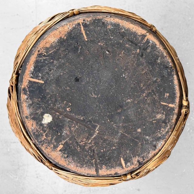 Earthenware Jar Vase with Bamboo Wickerwork, 1920s For Sale - Image 12 of 14