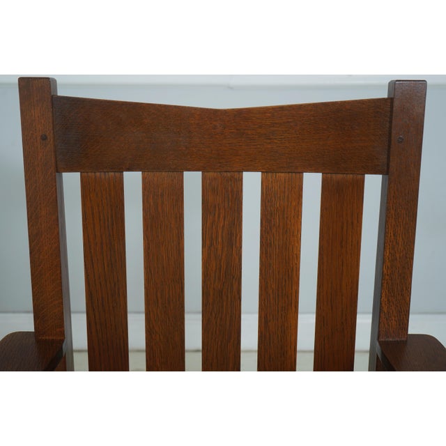 2000 - 2009 Pair of Stickley Mission Oak Arm Chairs For Sale - Image 5 of 18
