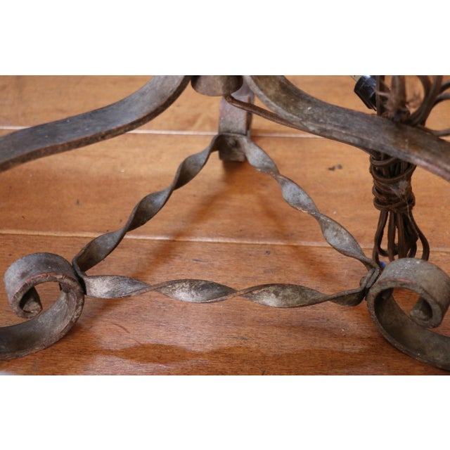 Early 20th Century Spanish Revival Hand-Wrought Iron Floor Lamp With Mica Shade & Copper Cross Motif For Sale - Image 18 of 18