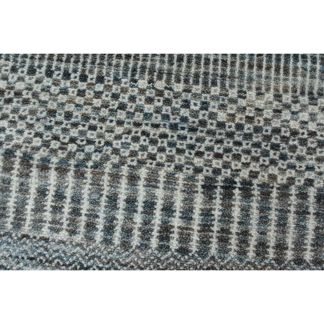 Textile Fine Contemporary Rug 8'2'' X 10'2'' Blue Ivory Wool Hand-Knotted Carpet For Sale - Image 7 of 12