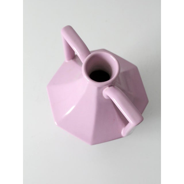 Vintage Lavender Postmodern Double Handle Ceramic Vase For Sale - Image 11 of 14